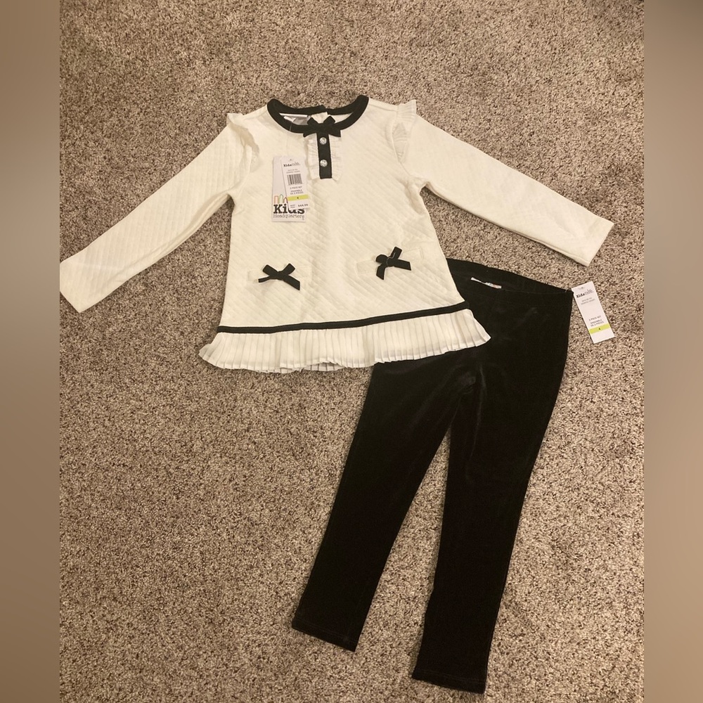 Kids Headquarters Black and White Velvet Outfit